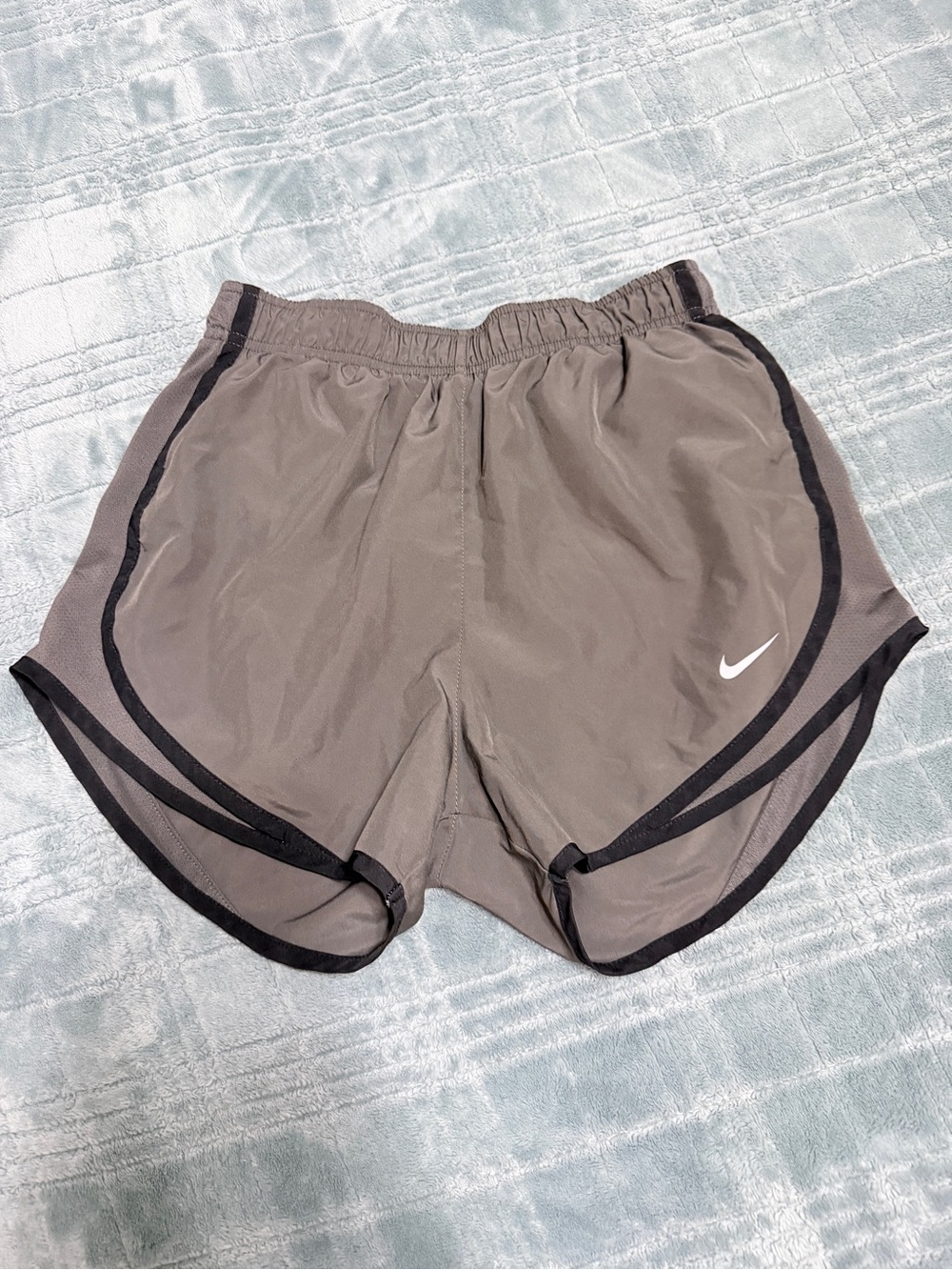 Nike Gray Shorts with Black Trim and White Swoosh